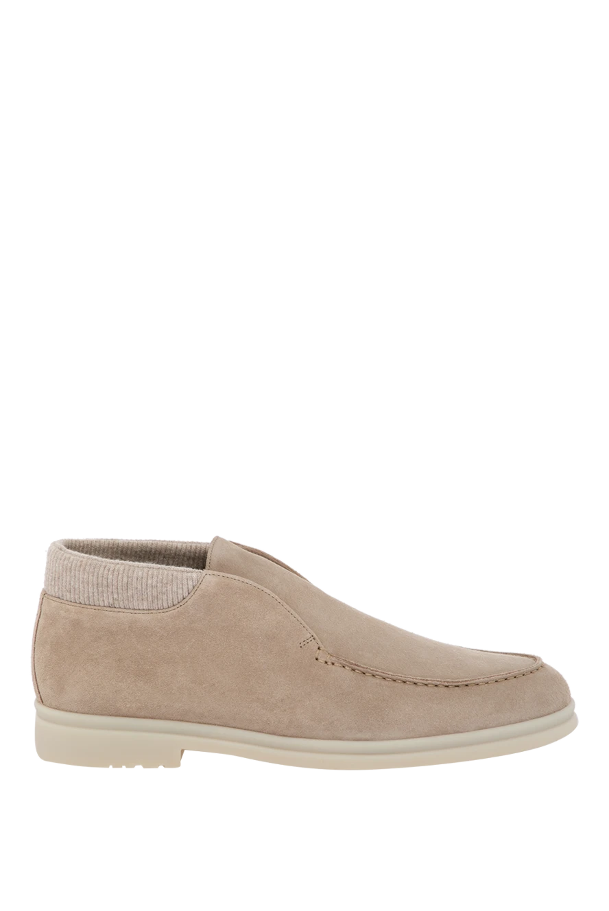 Loro Piana Men's beige nubuck loafers. - contrast sole. 100% nubuck. Country of manufacture: Italy. Care: specialized cleaning - photo 1