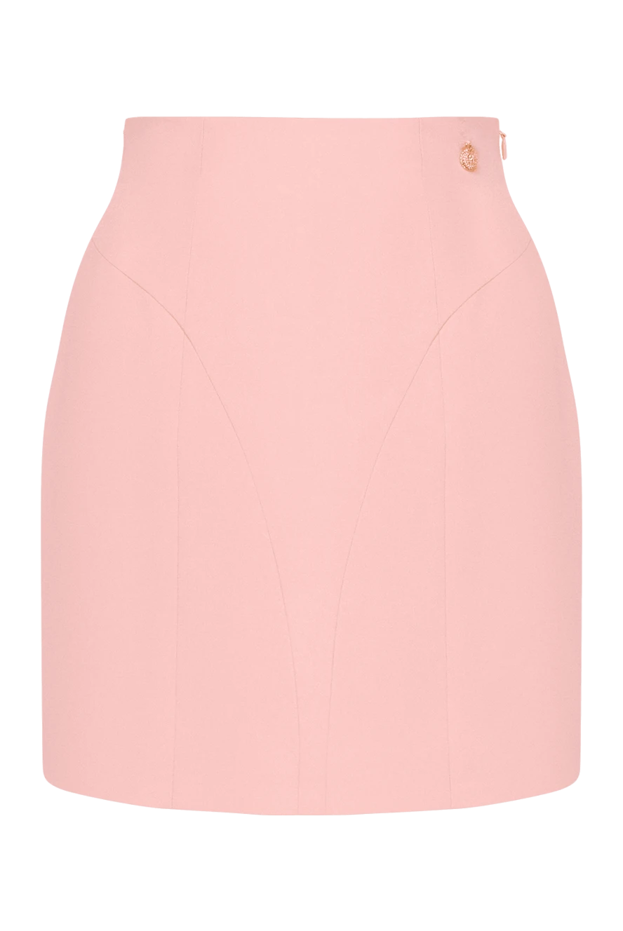 Balmain Pink viscose mini skirt - branded buttons. 100% viscose. Closure: zipper. Country of manufacture: Italy. Care: specialized cleaning - photo 1