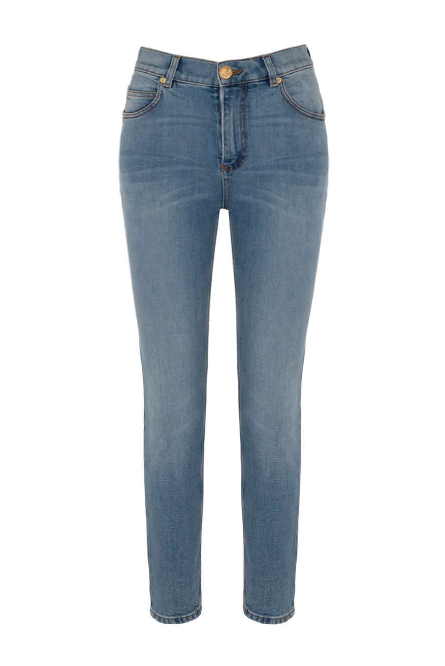 Balmain Women's blue jeans made of cotton and elastane - worn effect. 98% cotton, 2% elastane. Closure: button, zipper. two front pockets, two back pockets. Country of manufacture: Italy. Care: specialized cleaning - photo 1