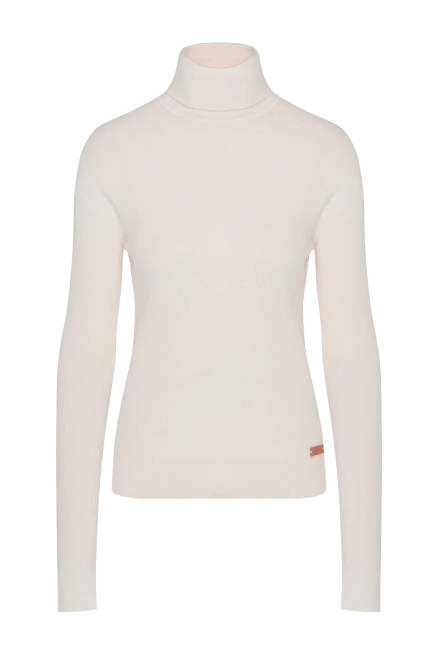 Balmain Women's golf woolen white with logo - embossed brand logo. 100% wool. Country of manufacture: Italy. Care: specialized cleaning - photo 1