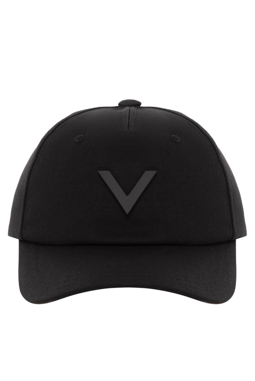 Valentino Men's black cotton cap with logo - letter V logo. 98% cotton, 2% elastane. Country of manufacture: Italy. Care: specialized cleaning - photo 1