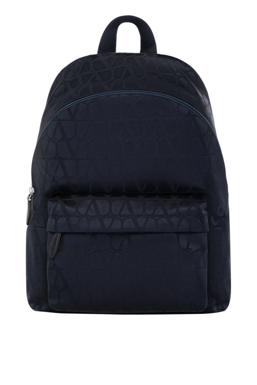 Valentino Toile Iconographe backpack for men blue - brand logo, palladium trim fittings. 100% polyester. Strap: Adjustable jacquard straps. Size: W32 x H45 x D17 cm. front zip pocket . Closure: zipper. Country of manufacture: Italy. Care: specialized cleaning - photo 1