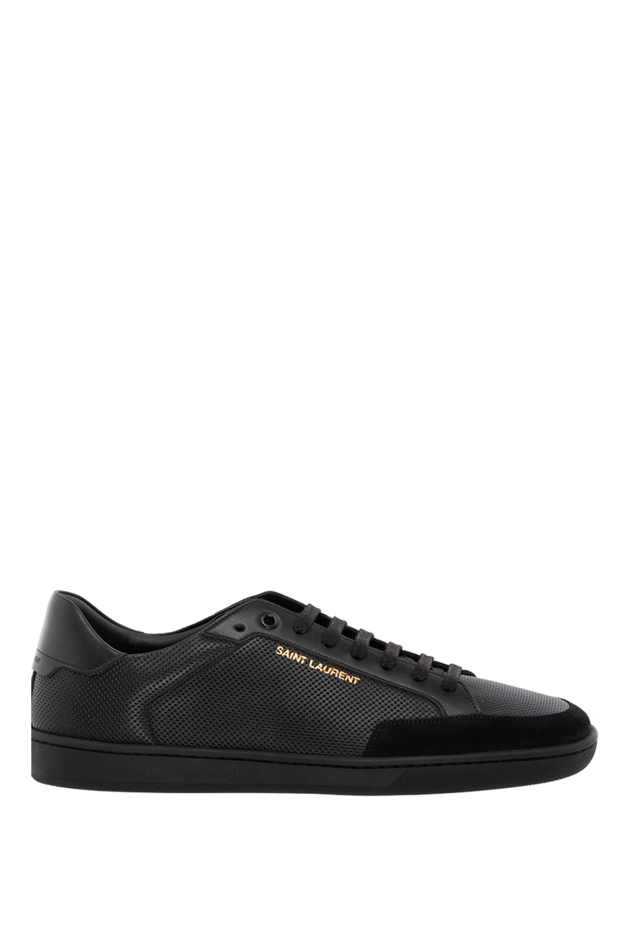 Saint Laurent Men's leather snickers made of perforated leather black - perforated leather, logo. 100% genuine leather. Closure: laces. Country of manufacture: Italy. Care: specialized cleaning - photo 1