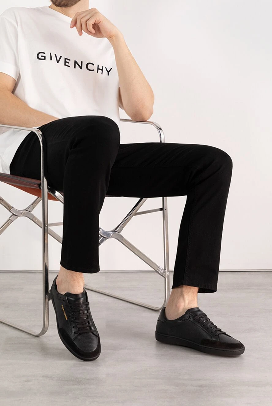 Saint Laurent men's leather snickers made of perforated leather