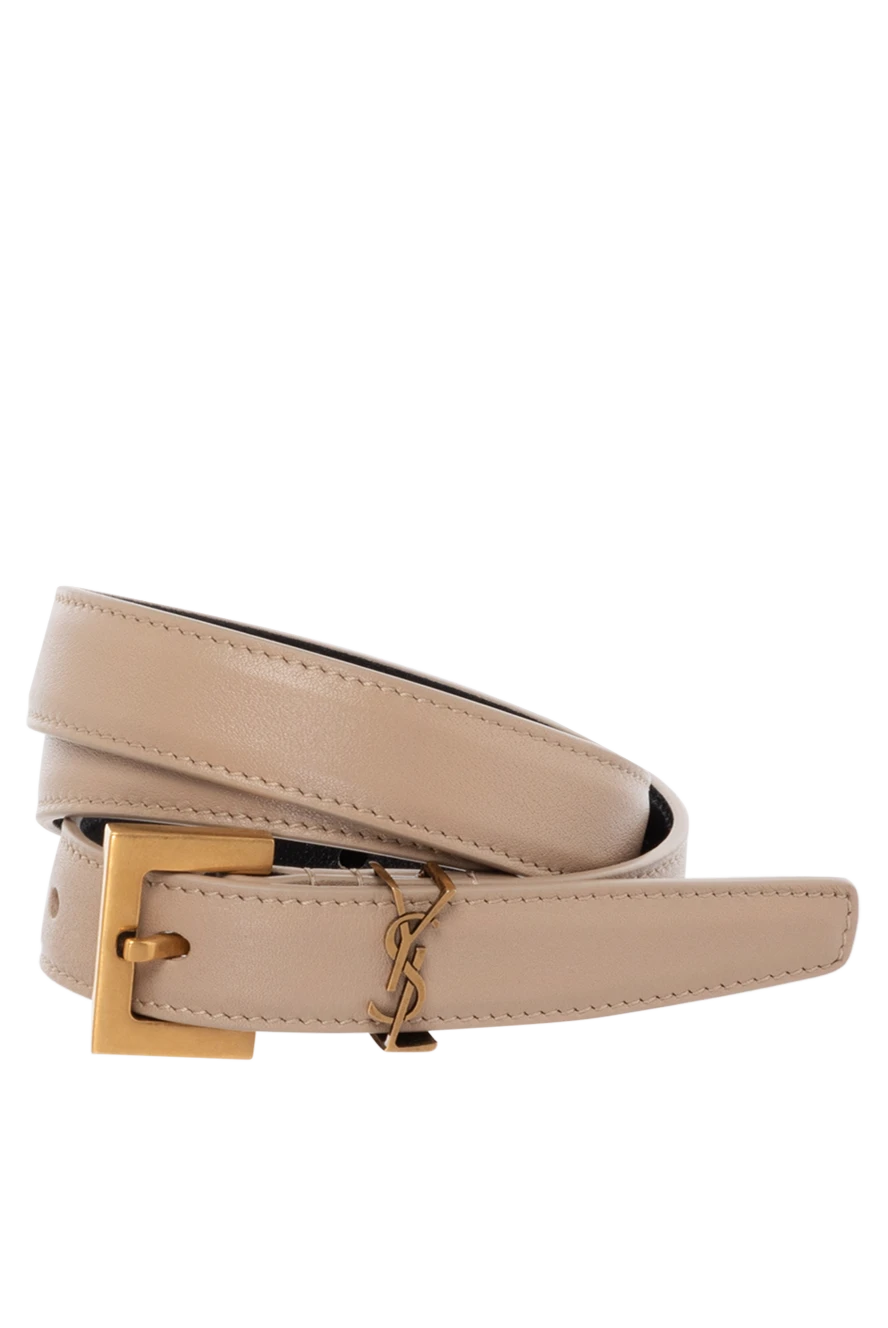 Saint Laurent Women's beige belt made of genuine leather. - brand logo on the sweatshirt. 100% genuine leather. buckle. Country of manufacture: Italy. Care: specialized cleaning - photo 1