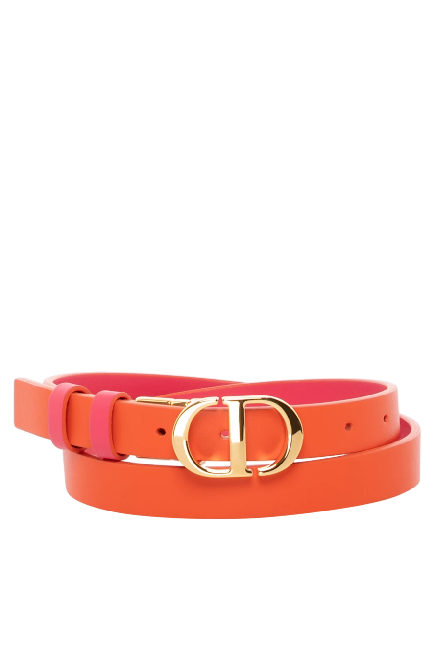 Dior Women's orange belt made of genuine leather - Decor:buckle with brand logo . 100% genuine leather. Country of manufacture: Italy. Care: specialized cleaning - photo 1