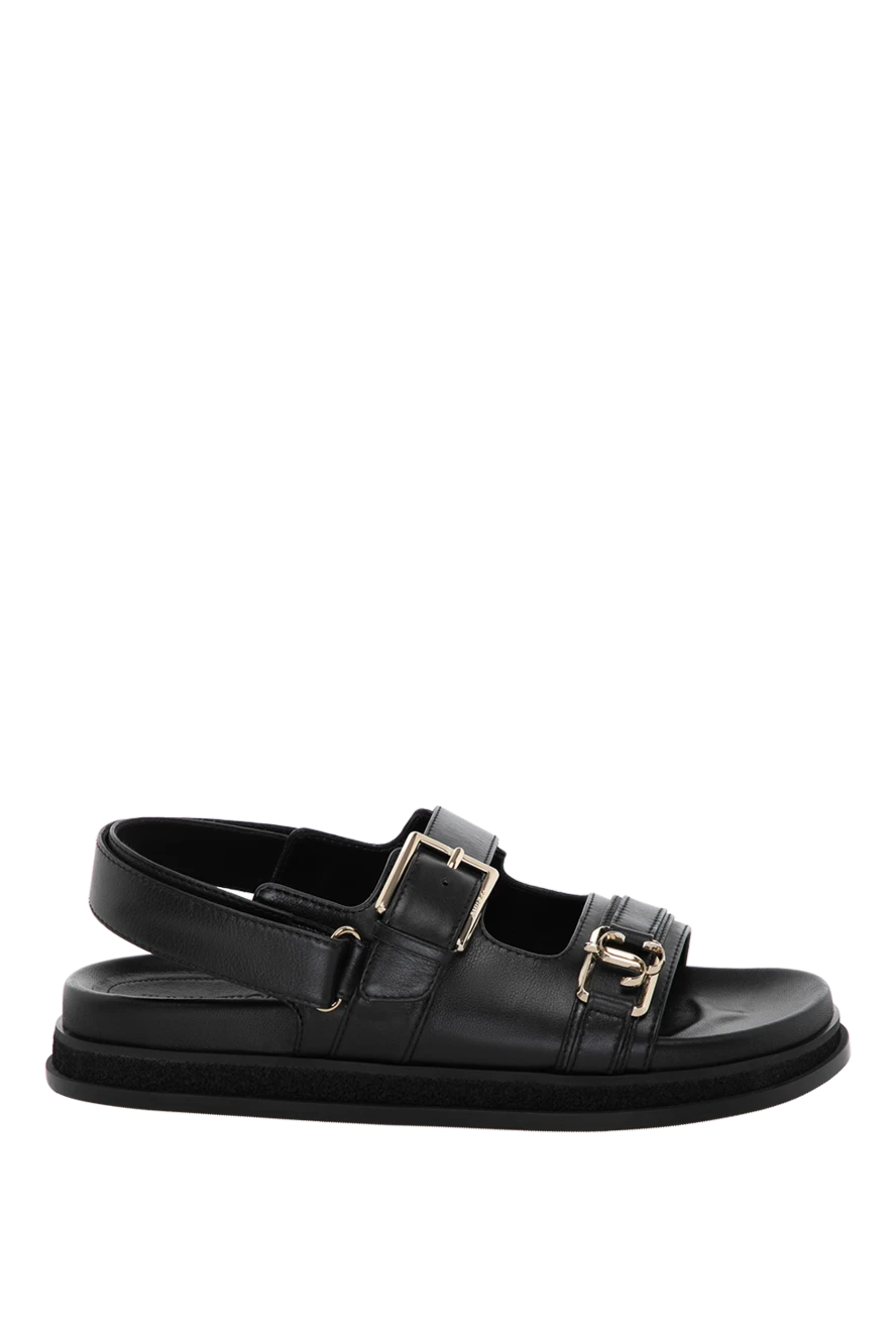 Jimmy Choo Women's black sandals made of genuine leather - brand logo. 100% genuine leather. buckle. Country of manufacture: Italy. Care: specialized cleaning - photo 1