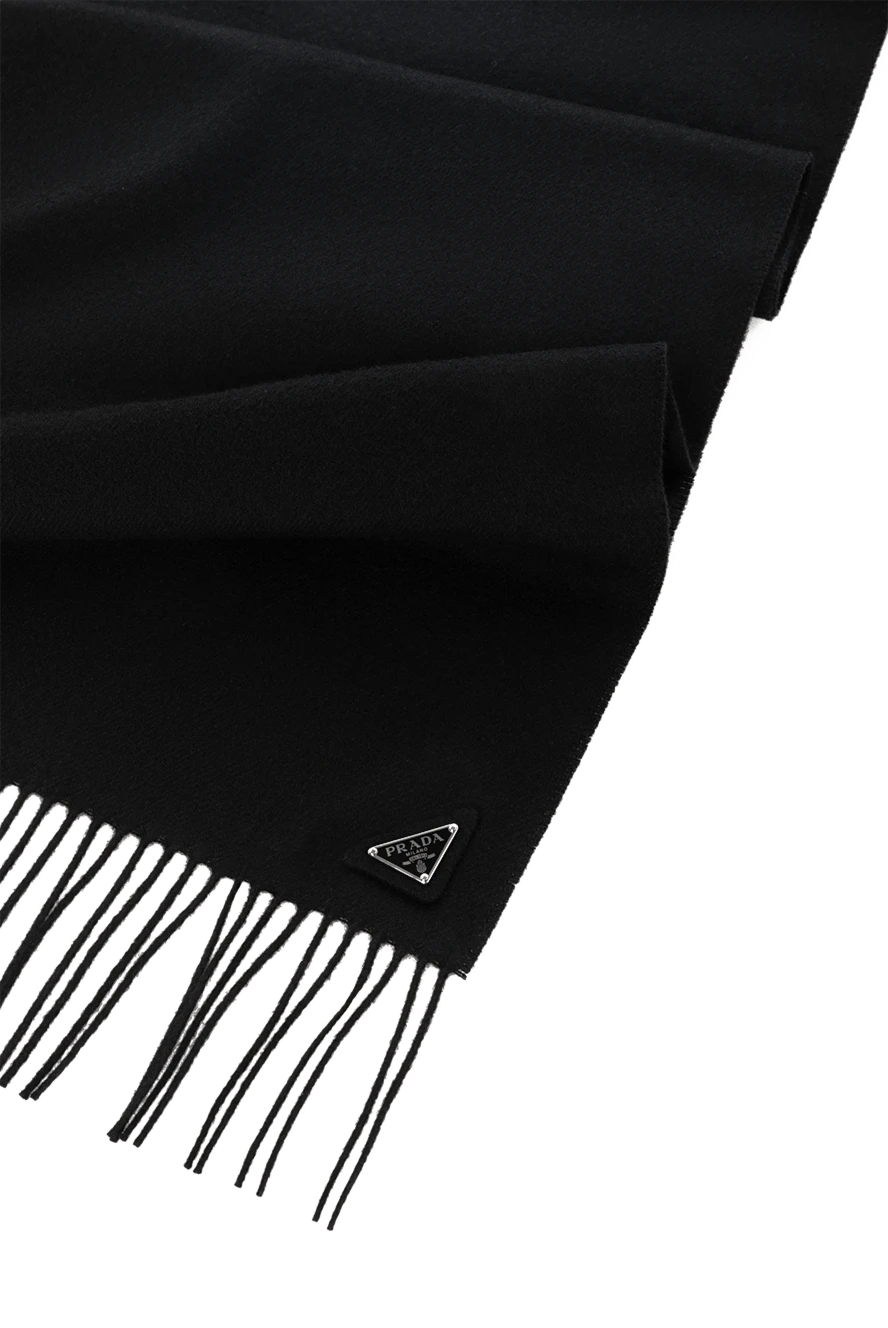 Prada black men's scarf with fringe 180809 — Men scarves, shawls