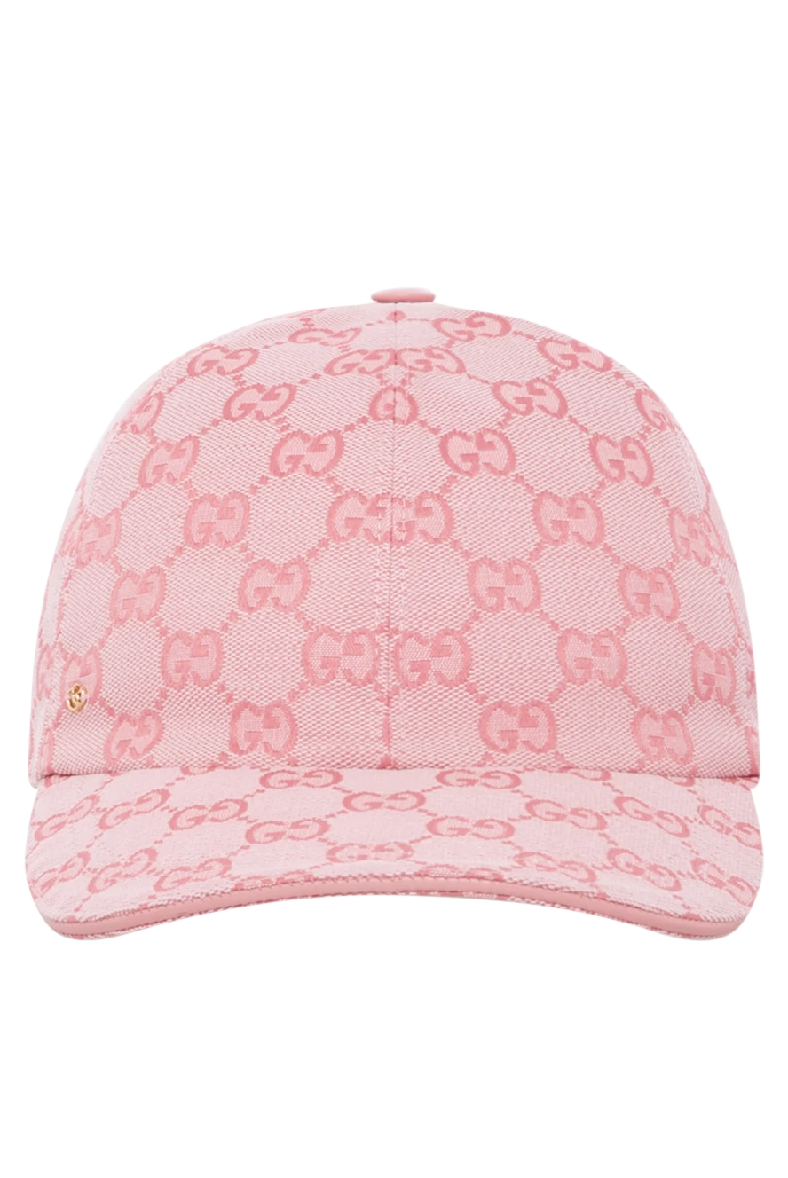 Gucci Women's pink cotton cap - brand logo pattern. 70% cotton, 30% polyester. Country of manufacture: Italy. Care: specialized cleaning - photo 1