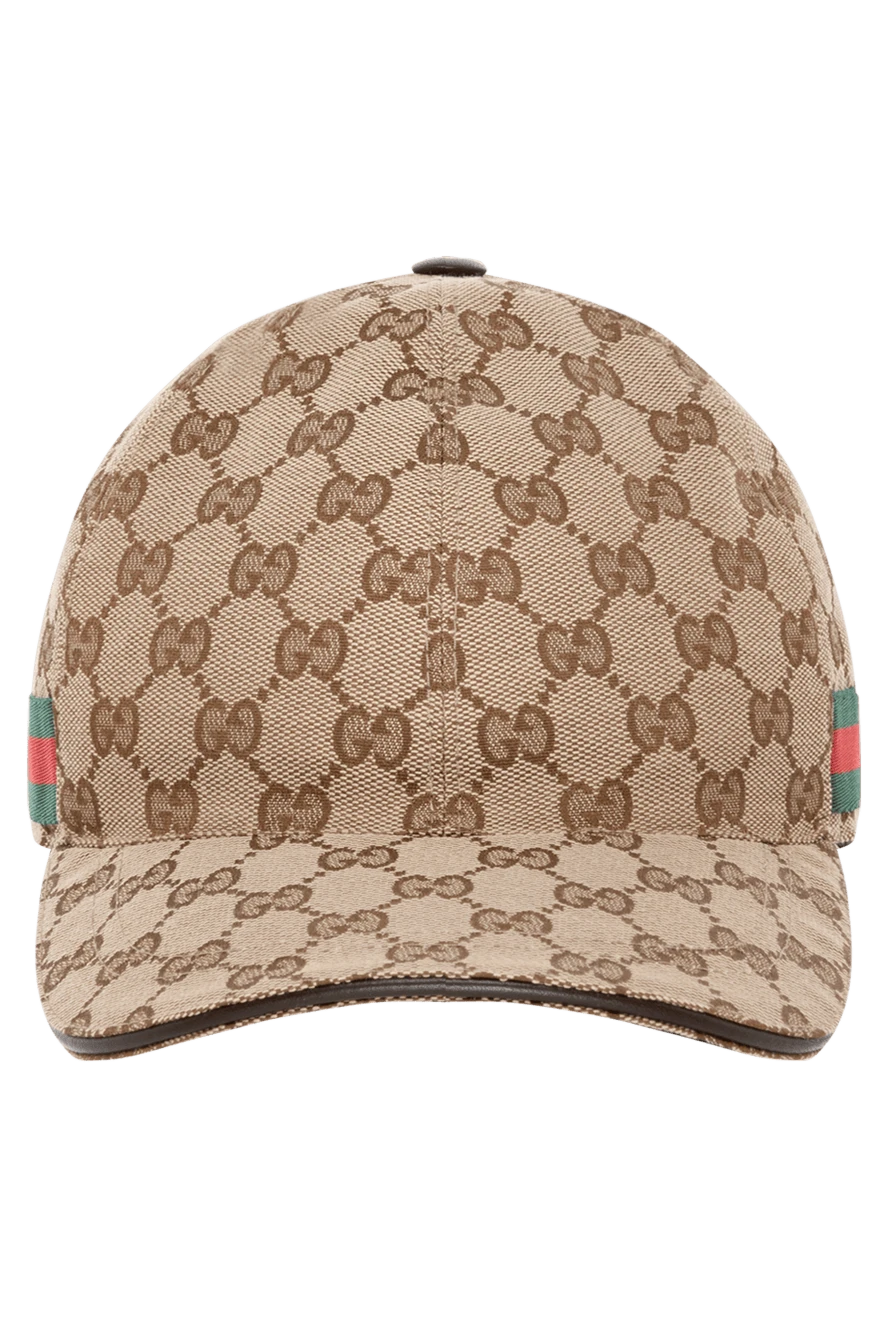 Gucci Men's cap beige - brand logo pattern. 68% polyester, 16% cotton, 16% polyamide. Country of manufacture: Italy. Care: specialized cleaning - photo 1