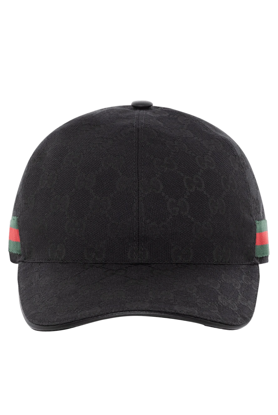 Gucci Men's black cap - brand logo pattern. 68% polyester, 16% cotton, 16% polyamide. Country of manufacture: Italy. Care: specialized cleaning - photo 1