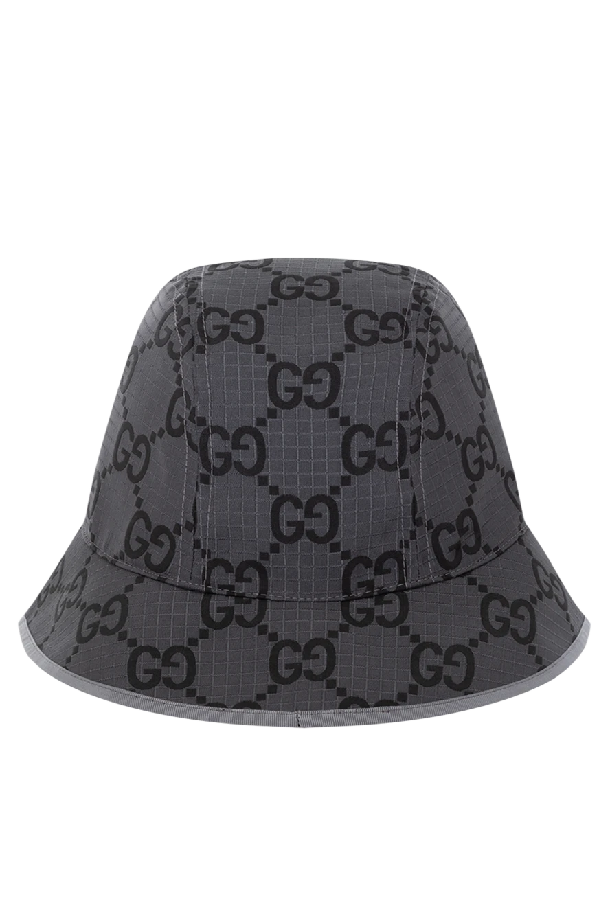 Gucci Panama men's gray - brand logo pattern. 100% polyester. Country of manufacture: Italy. Care: specialized cleaning - photo 1