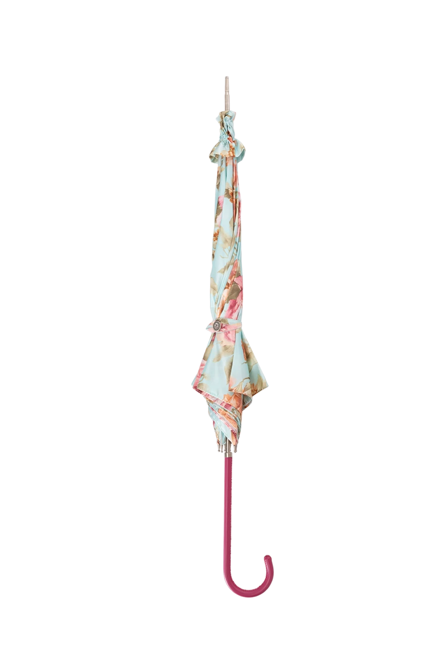 Pasotti Women's umbrella blue with pink handle - floral pattern. Automatic opening. polyester. Product length: 93 cm. Country of manufacture: Italy. Care: specialized cleaning - photo 1