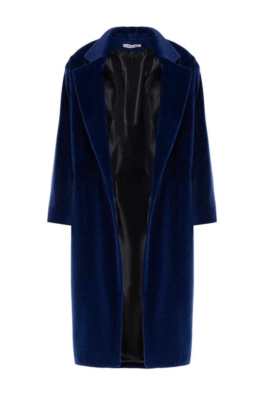 Fleur de Paris Women's blue long coat - 54% polyester, 46% rayon. Closure: buttons . two side pockets. Country of manufacture: Italy. Care: specialized cleaning - photo 1