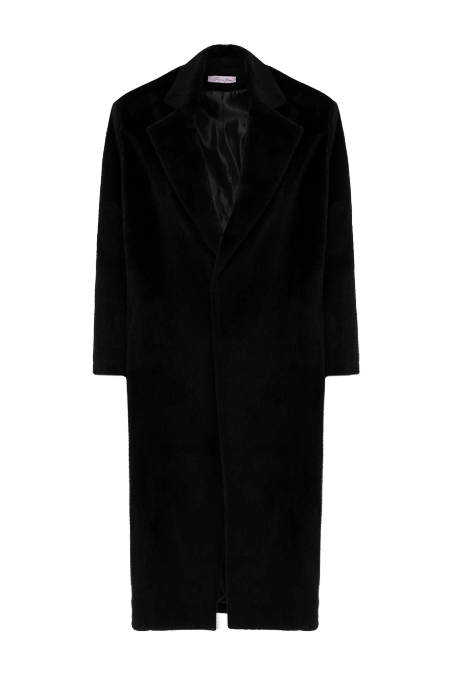 Fleur de Paris Women's black long coat - 54% polyester, 46% rayon. Closure: buttons . two side pockets. Country of manufacture: Italy. Care: specialized cleaning - photo 1