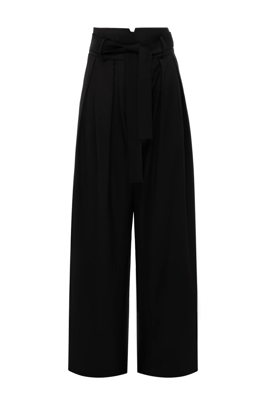 Fleur de Paris Women's wide trousers with pintucks and a belt, black - 45% rayon, 25% viscose, 30% polyester. button, zipper, belt. two front pockets. Country of manufacture: Italy. Care: specialized cleaning - photo 1