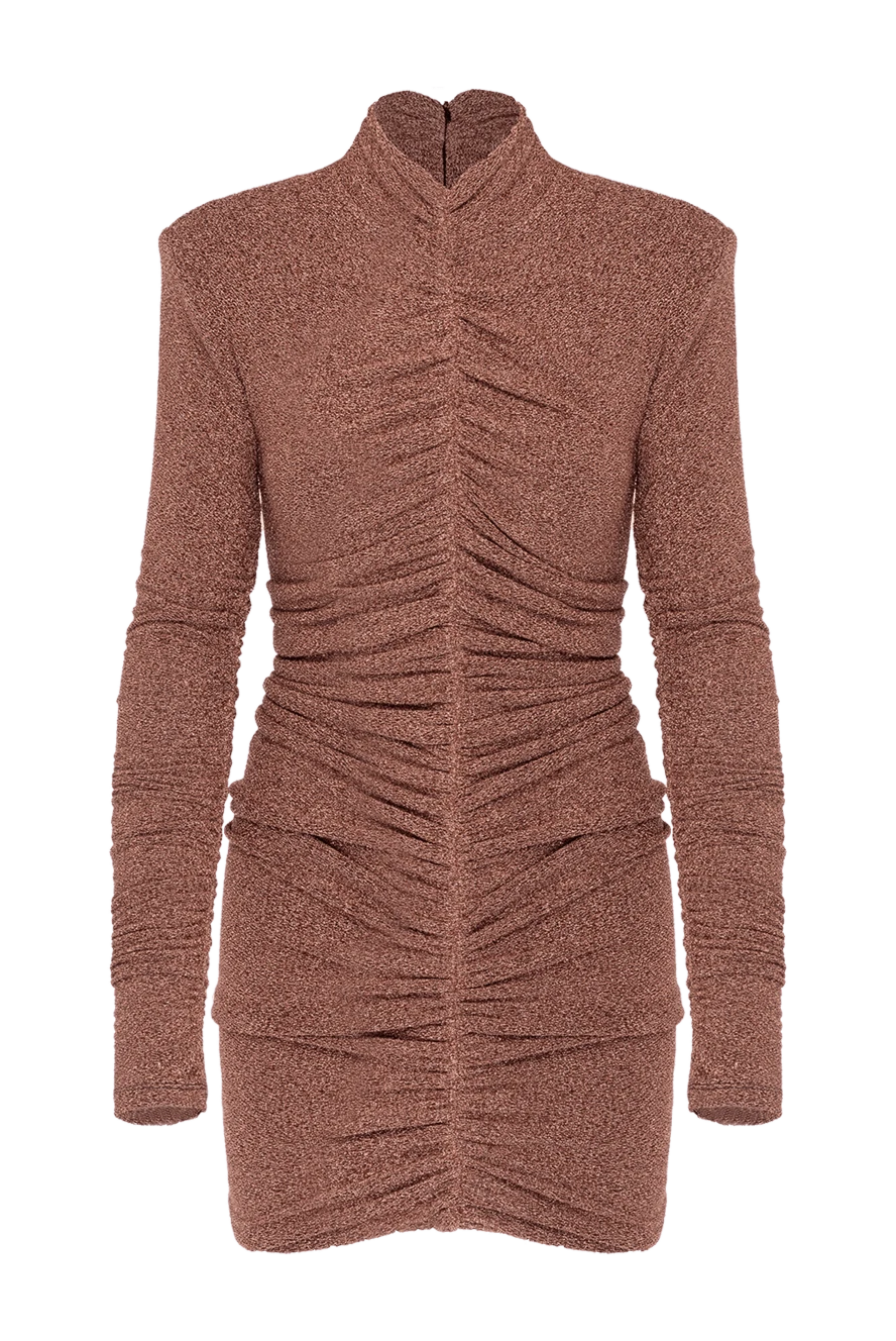 Fleur de Paris Brown knitted dress with drapery - drapery. 70% polyamide, 5% spandex, 25% metal. Closure: zipper. Country of manufacture: Italy. Care: specialized cleaning - photo 1