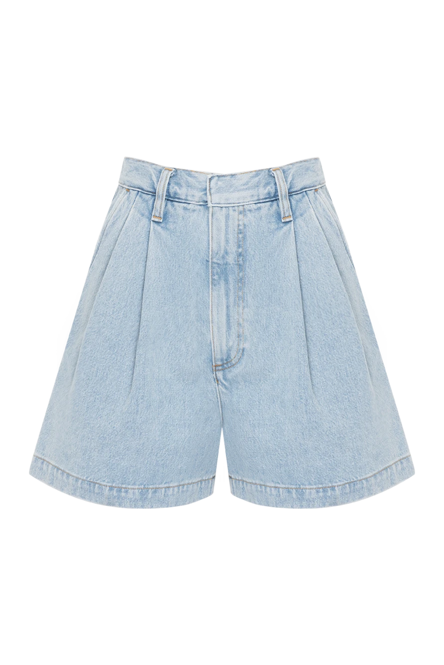 Citizens of Humanity Blue denim shorts for women with pleats - 100% cotton. Closure: button, zipper. two side pockets, two back pockets. Country of manufacture: Italy. Care: specialized cleaning - photo 1