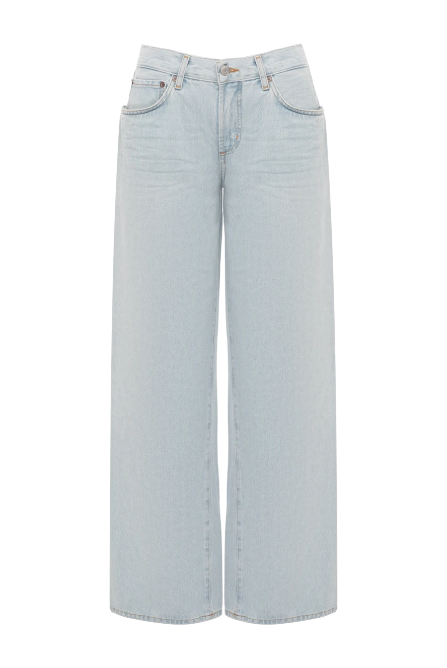 Citizens of Humanity Women's blue cotton wide jeans - 100% cotton. two front pockets, two back pockets. Closure: button, zipper. Country of manufacture: Italy. Care: specialized cleaning - photo 1