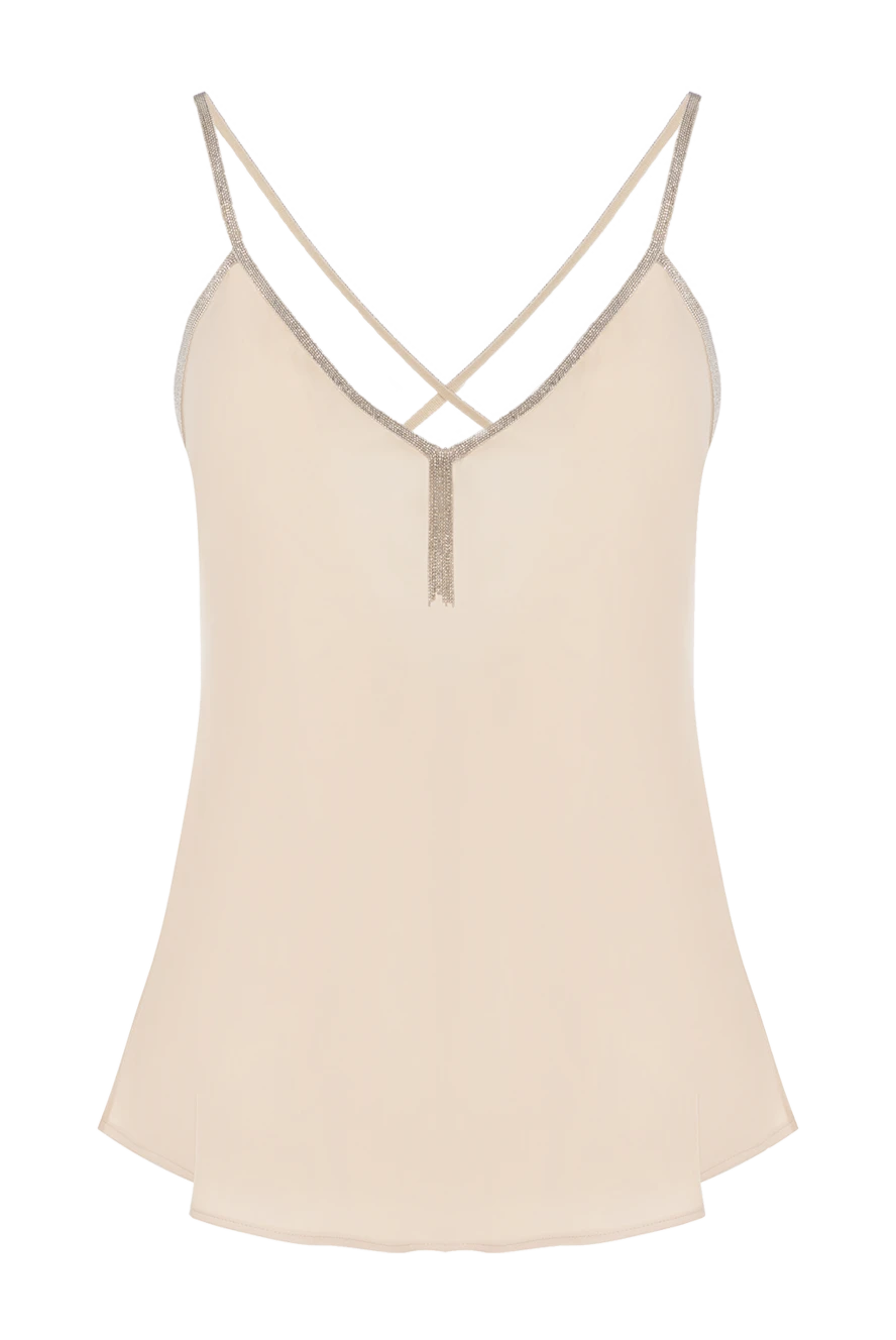 D.Exterior Women's beige top with lurex - lurex. 97% polyester, 3% elastane. Country of manufacture: Italy. Care: specialized cleaning - photo 1