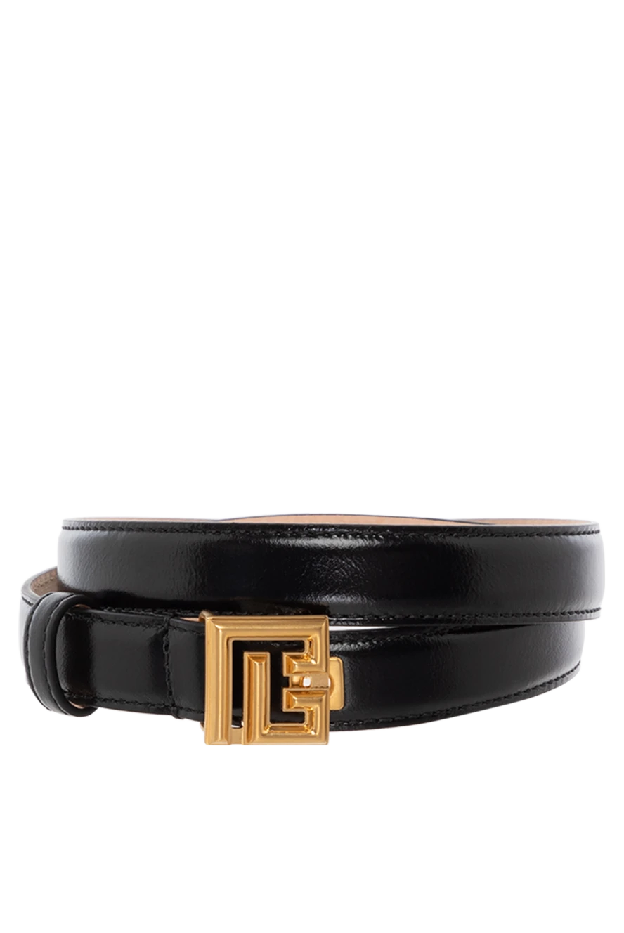 Balmain Women's black genuine leather belt with golden buckle - brand logo on the buckle. 100% genuine leather. buckle. Country of manufacture: Italy. Care: specialized cleaning - photo 1