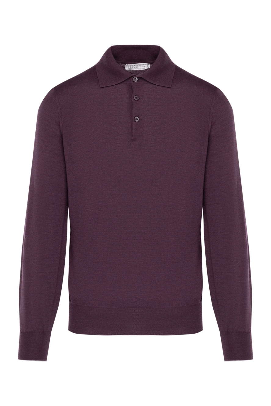 Brunello Cucinelli Поло з довгим рукавом чоловіче фіолетове - 70% кашемір, 30% шовк. гудзики. Країна виробник: Італія. Догляд: спеціалізоване чищення - фото 1