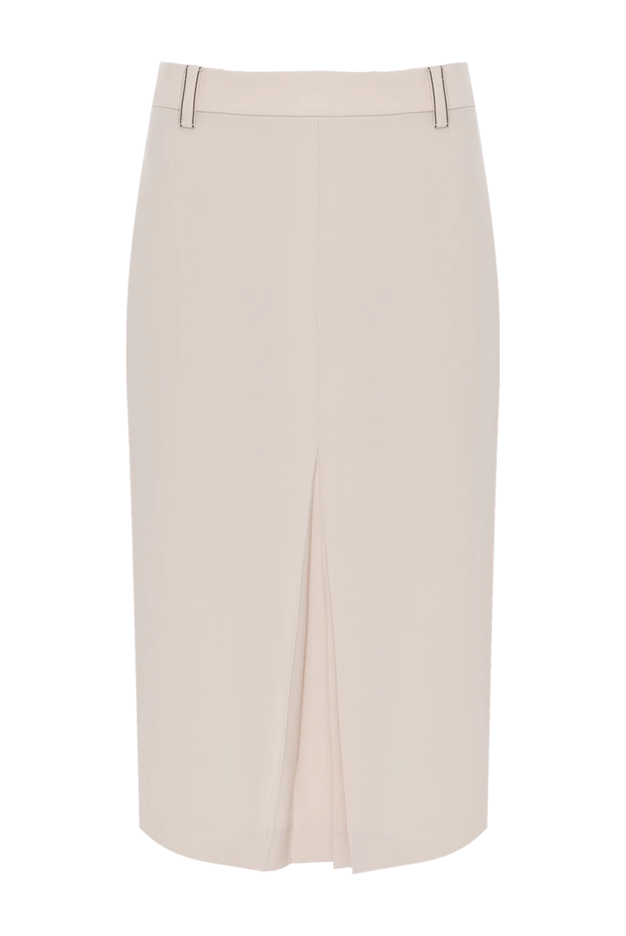 Brunello Cucinelli Beige wool skirt with slit - 100% wool. Country of manufacture: Italy. Care: specialized cleaning - photo 1
