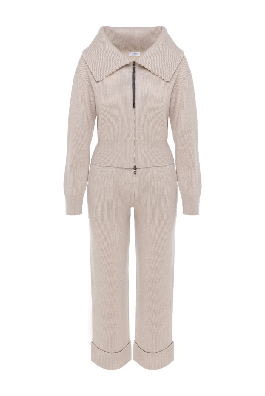 Brunello Cucinelli Кашемировый прогулочный костюм на молнии бежевый женский - 100% кашемир. молния. Страна производитель: Италия. Уход: специализированная чистка - фото 1