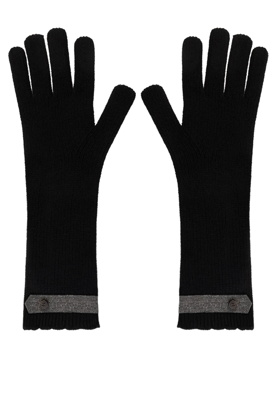Brunello Cucinelli Перчатки длинные женские черные из кашемира - контрастные ремешки на пуговицах. 100% кашемир. Страна производитель: Италия. Уход: специализированная чистка - фото 1