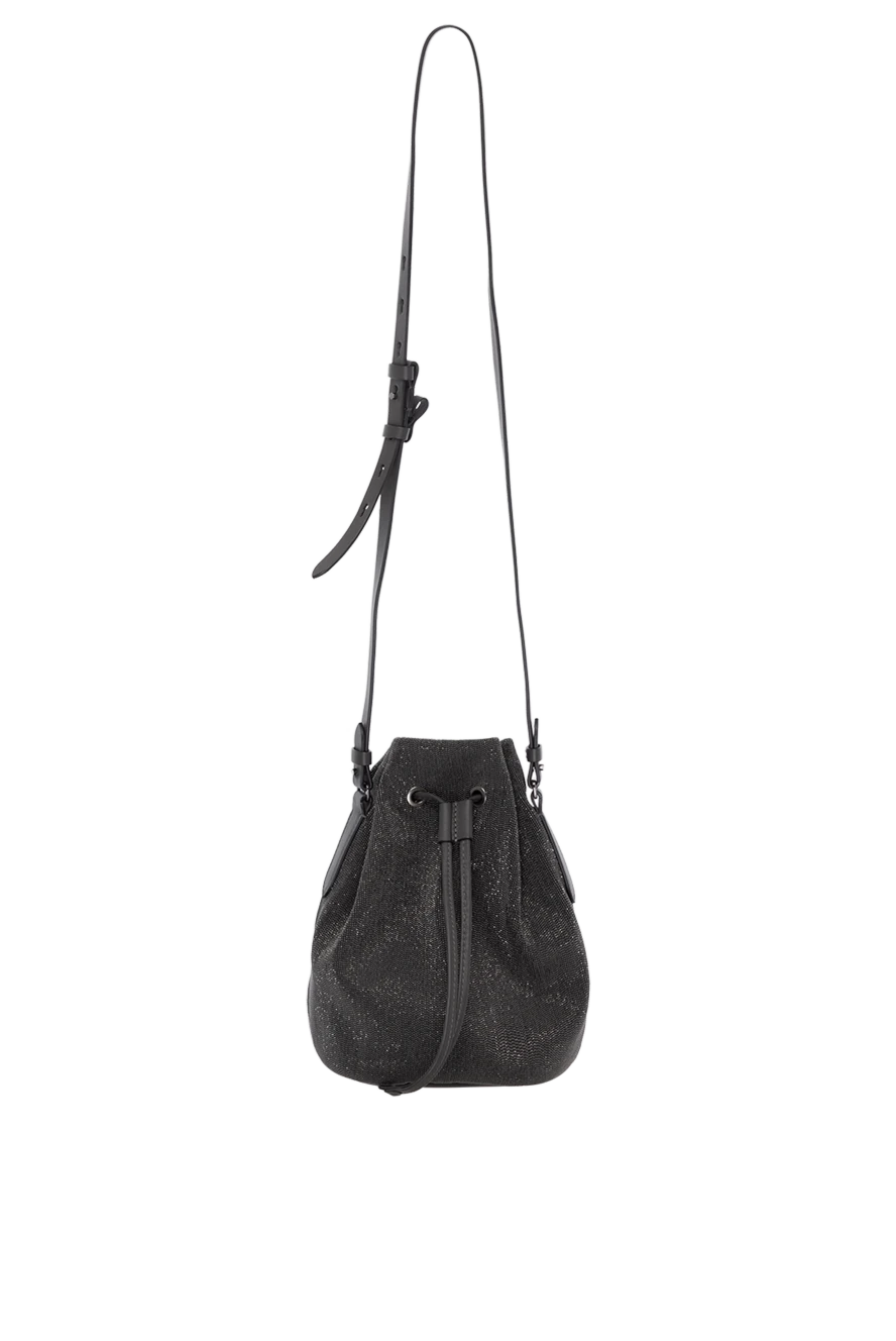Brunello Cucinelli Women's gray bag made of genuine leather - 100% genuine leather. Strap: adjustable strap. Closure: drawstring. Country of manufacture: Italy. Care: specialized cleaning - photo 1