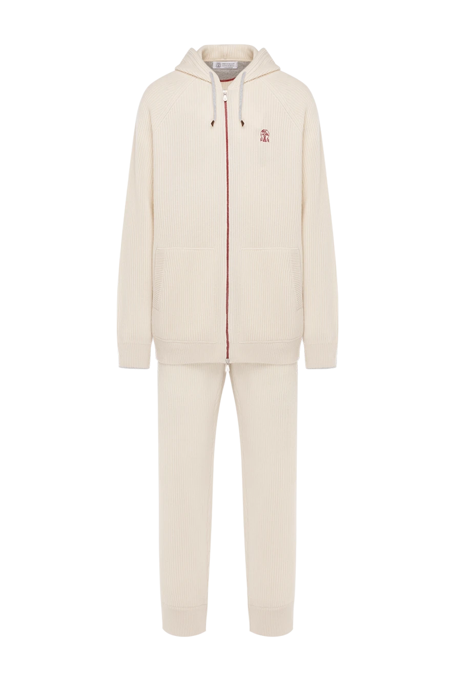 Brunello Cucinelli Костюм прогулянковий чоловічий бежевий з капюшоном. - логотип бренду. капюшон. 100% кашемір. блискавка, куліска. дві бічні кишені. Країна виробник: Італія. Догляд: спеціалізоване чищення - фото 1