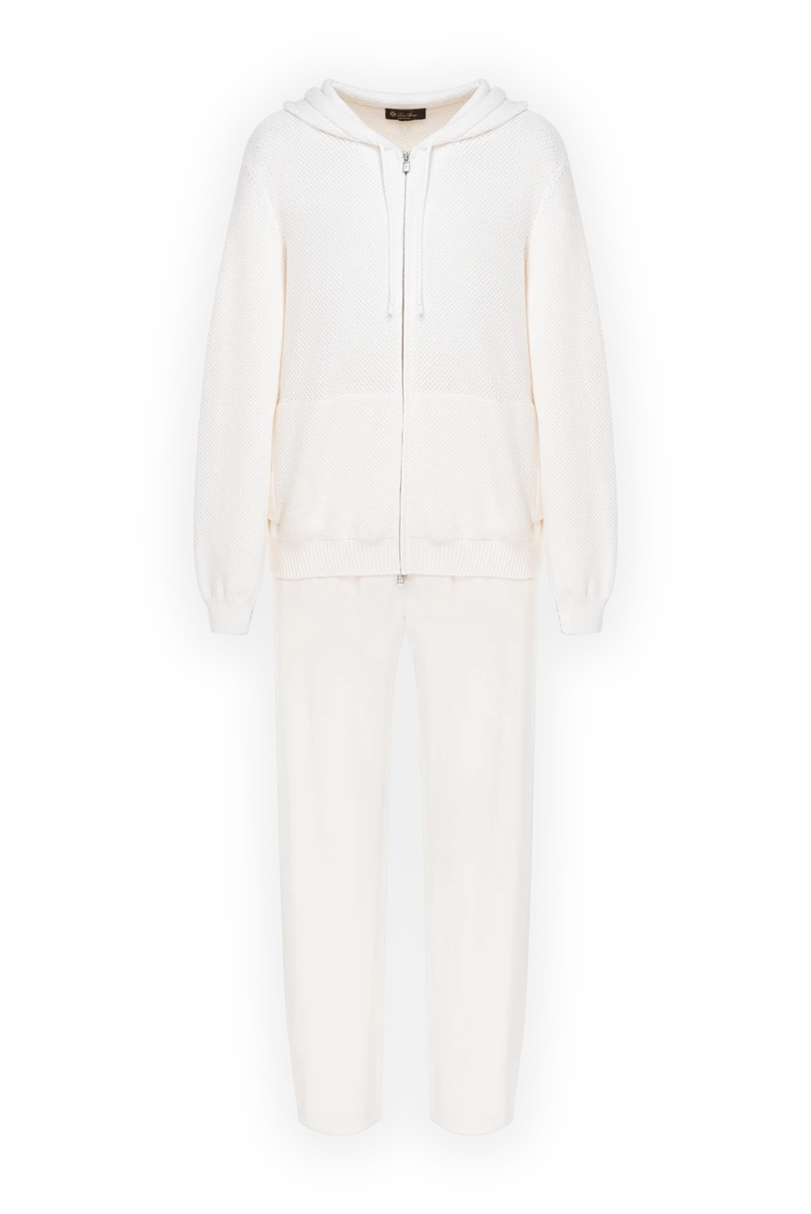 Loro Piana White cashmere walking suit with a hood - perforation pattern. hood. 100% cashmere. zipper, drawstring. two side pockets. Country of manufacture: Italy. Care: specialized cleaning - photo 1