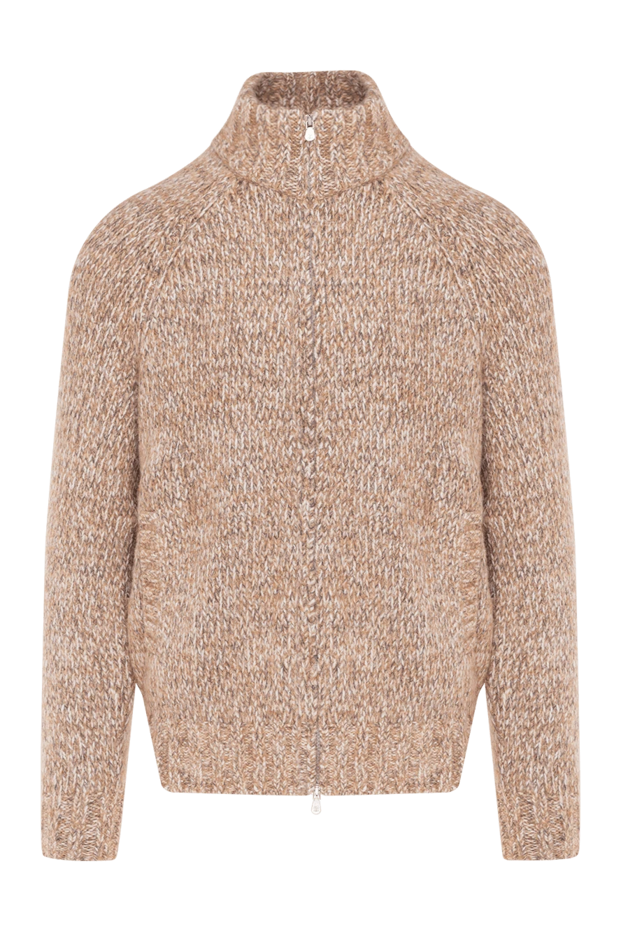 Brunello Cucinelli Кардиган чоловічий бежевий теплий - 29% альпаку, 23% бавовна, 20% поліамід, 13% вовна. блискавка. Країна виробник: Італія. Догляд: спеціалізоване чищення - фото 1