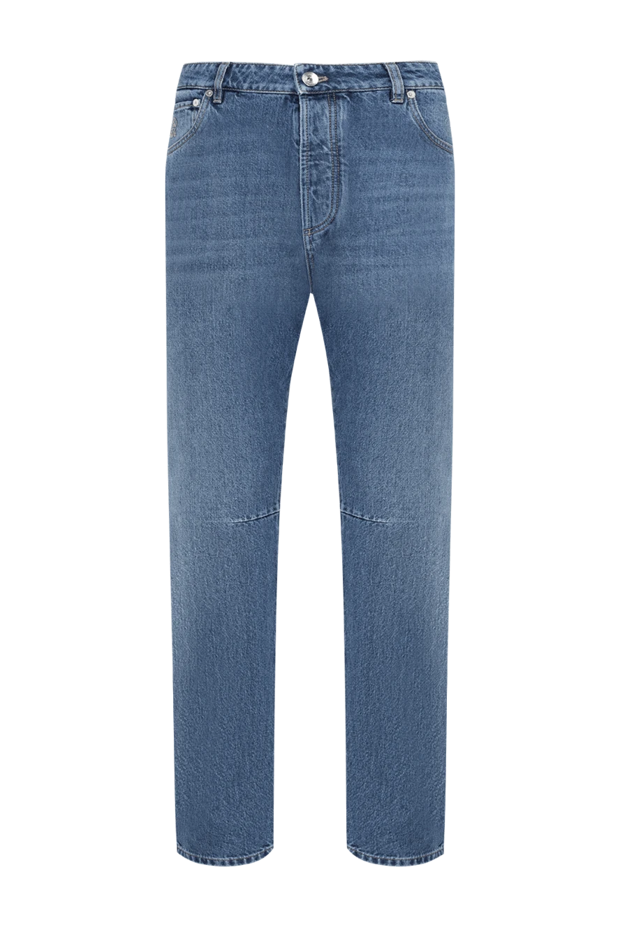 Brunello Cucinelli Чоловічі джинси Stonewash зі складками на колінах сині - Stonewash. 100% бавовна. блискавка, гудзик. дві бічні кишені, дві задні. Країна виробник: Італія. Догляд: спеціалізоване чищення - фото 1
