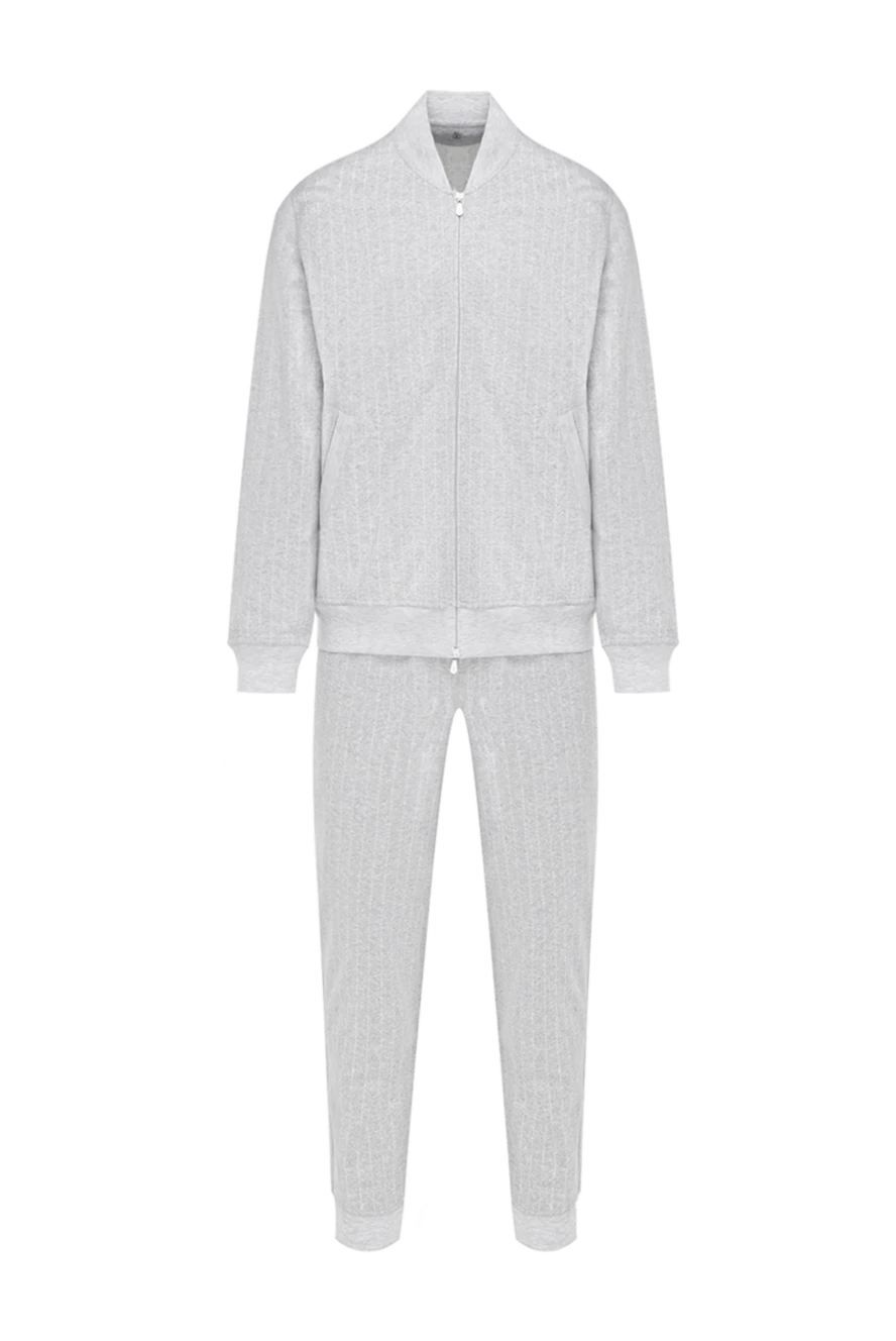 Brunello Cucinelli Gray men's tracksuit with zipper - 87% cotton, 8% cashmere, 5% silk. Closure: zipper. Country of manufacture: Italy. Care: specialized cleaning - photo 1