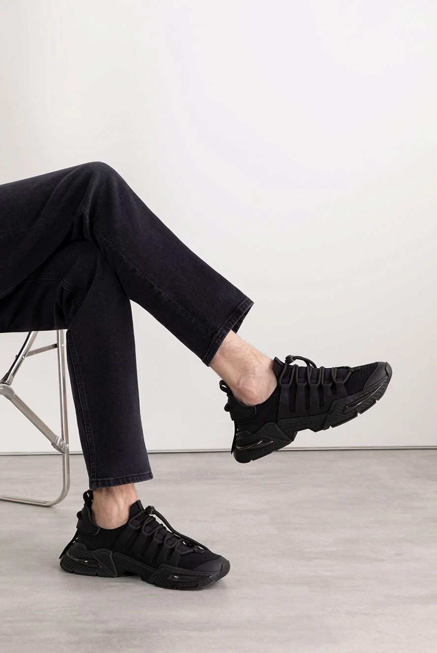 スニーカー Dolce & Gabbana Leather And Nylon Airmaster Sneakers Dolce & Gabbana airmaster men's black nylon and leather