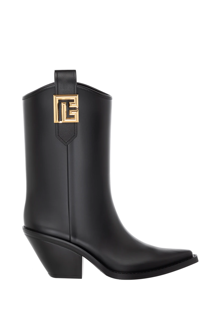 Balmain Women's black rubber ankle boots with logo - brand logo. 100% genuine leather. Country of manufacture: Italy. Care: specialized cleaning - photo 1