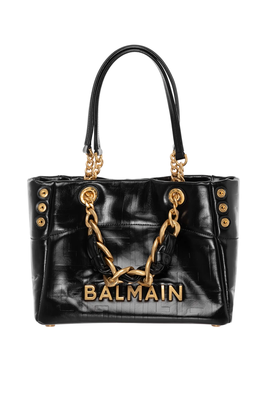 Balmain Small soft bag in embossed calfskin with PB Labyrinth monogram - metal logo, gold fittings. 100% calfskin. Size: 28 x 21 x 9.8 cm.. Internal zip pocket. magnetic clasp. Country of manufacture: Italy. Care: specialized cleaning - photo 1