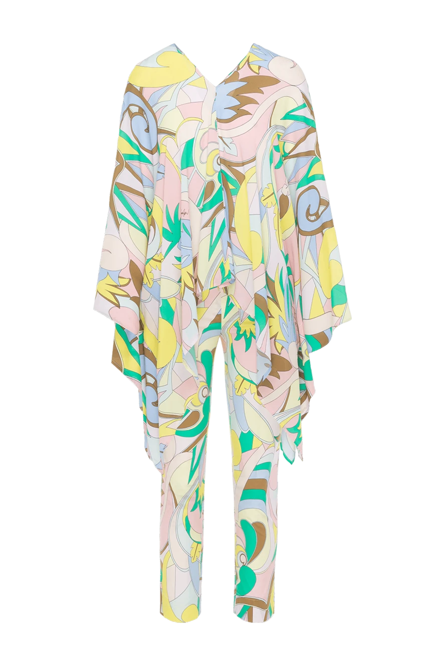 Rocco Ragni Women's yellow loose-fitting suit with trousers - graphic pattern. 50% viscose, 50% cotton. Country of manufacture: Italy. Care: specialized cleaning - photo 1