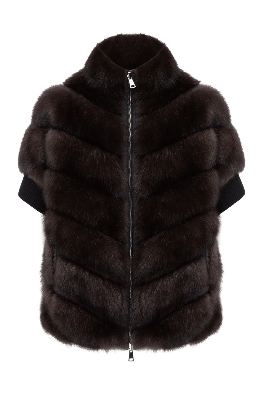 Fabio Gavazzi Women's sable brown fur coat - 100% sable fur. short sleeves. Closure: zipper. Country of manufacture: Italy. Care: specialized cleaning - photo 1