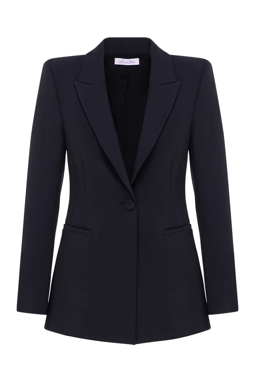 Fleur de Paris Jacket for women black - 95% polyester, 5% elastane. Closure: button. two side pockets. Country of manufacture: Italy. Care: specialized cleaning - photo 1