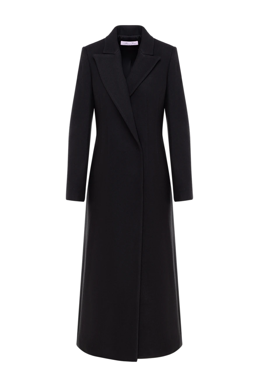 Fleur de Paris Women's long black coat - 52% acrylic, 42% polyester, 6% wool. Closure: buttons. two side pockets. Country of manufacture: Italy. Care: specialized cleaning - photo 1