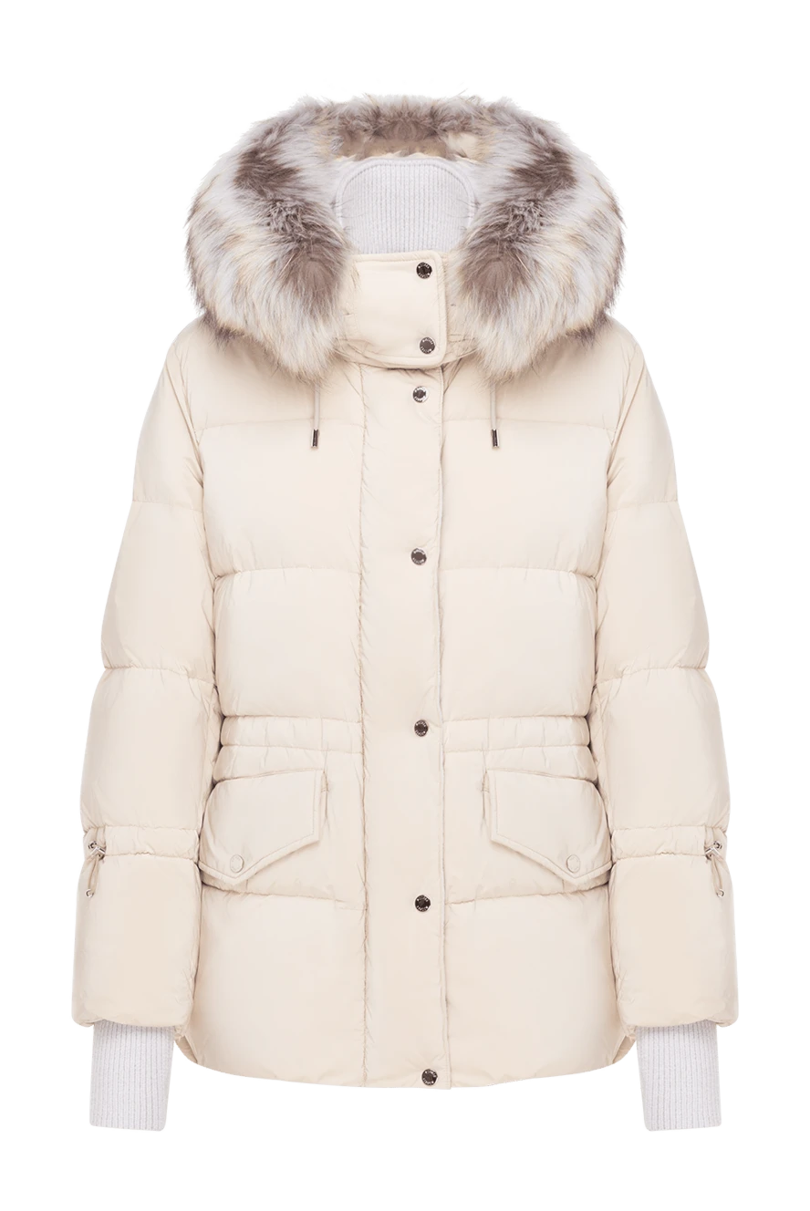 Moorer Women's Rubina down jacket white with fur trim - fur collar. adjustable hood. 100% polyamide. Closure: zipper, buttons. two pockets . Insulation: down filling. Country of manufacture: Italy. Care: specialized cleaning - photo 1