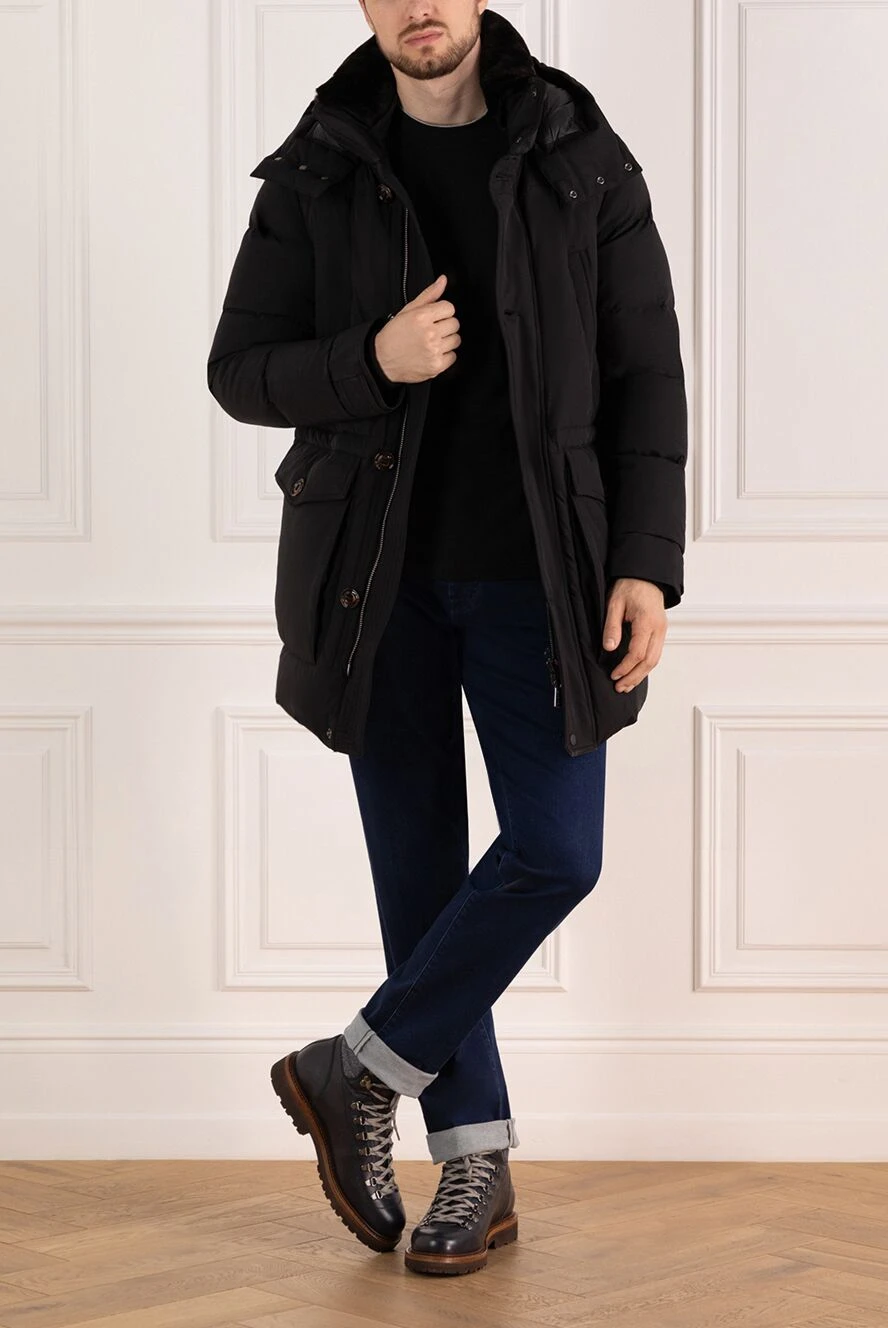 【送料&関税込】Moorer Long Hooded Down Jacket Moorer men's long down jacket ferdy blue with a hood 184724