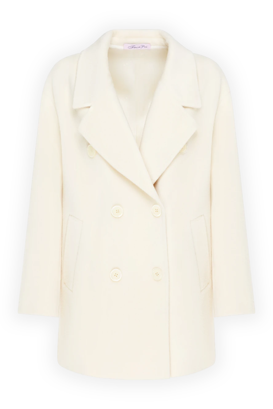 Fleur de Paris Short women's double-breasted white coat - 55% polyester, 45% viscose. Closure: buttons. two side pockets. Country of manufacture: Italy. Care: specialized cleaning - photo 1