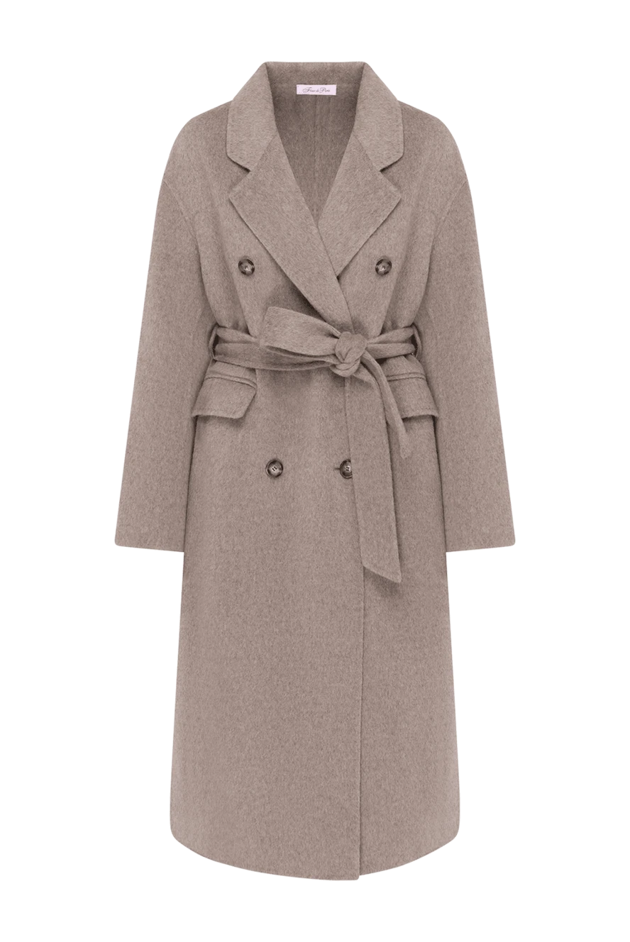 Fleur de Paris Women's double-breasted gray coat with belt - 90% wool, 10% nylon. belt. Closure: buttons. two side pockets. Country of manufacture: Italy. Care: specialized cleaning - photo 1