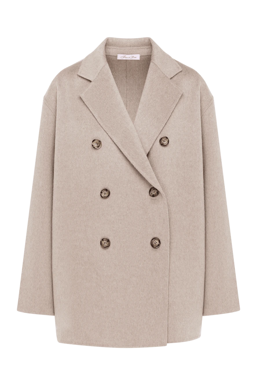 Fleur de Paris Women's double-breasted beige coat with a loose fit - 100% wool. Closure: buttons. Country of manufacture: Italy. Care: specialized cleaning - photo 1