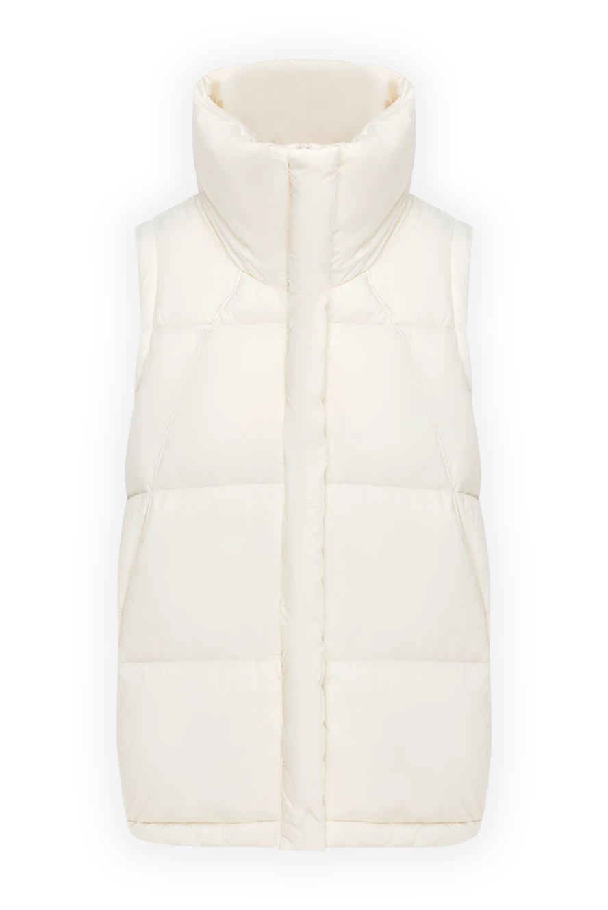 Fleur de Paris Women's white vest with high collar - 100% polyester. Closure: zipper. two side pockets. Country of manufacture: Italy. Care: specialized cleaning - photo 1