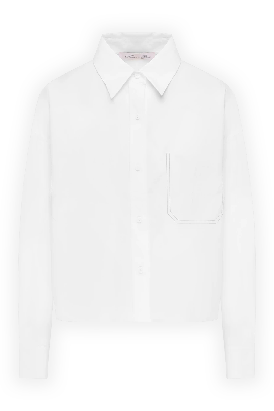 Fleur de Paris Women's white cotton shirt - 100% cotton. Closure: buttons. one chest pocket. Country of manufacture: Italy. Care: specialized cleaning - photo 1