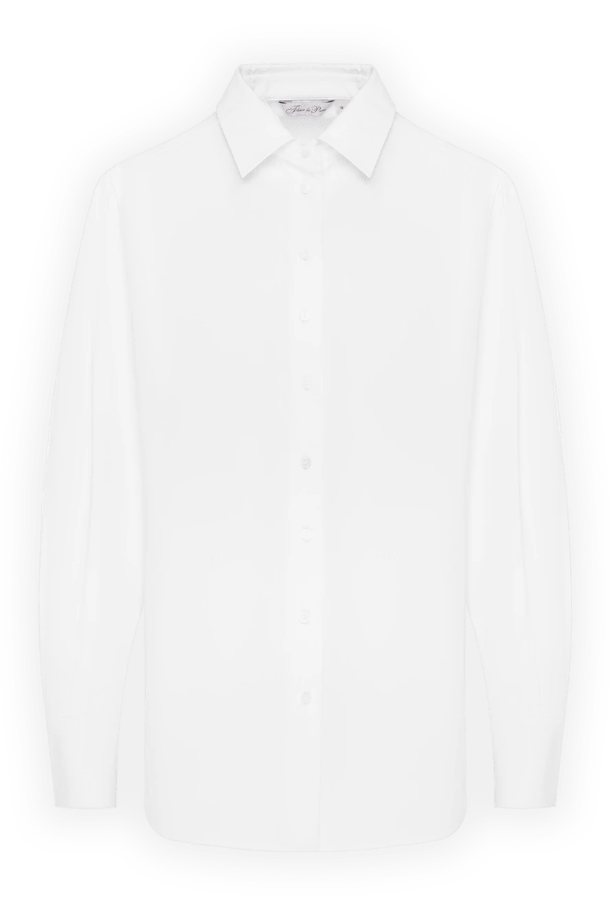 Fleur de Paris Women's white cotton shirt - 100% cotton. Closure: buttons. one chest pocket. Country of manufacture: Italy. Care: specialized cleaning - photo 1